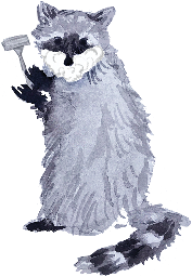 Illustration of a raccoon holding a razor on a white background