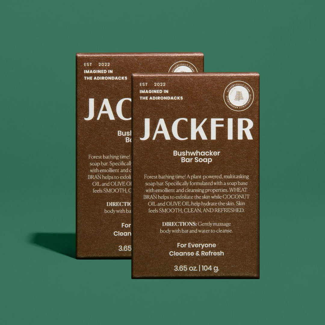 Jackfir The Bushwhacker Bar Soap 2-Pack boxes standing upright showing front packaging with product details